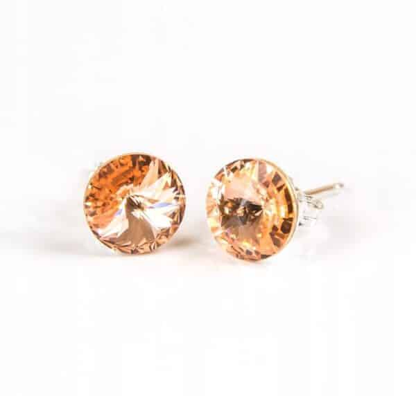 6 mm Rivoli Swarovski kristályos nemesacél fülbevaló - Light Peach