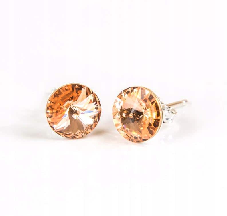 6 mm Rivoli Swarovski kristályos nemesacél fülbevaló - Light Peach