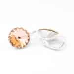 12 mm Rivoli Swarovski kristályos nemesacél fülbevaló - Light Peach