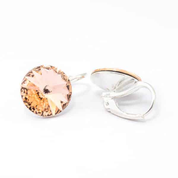 12 mm Rivoli Swarovski kristályos nemesacél fülbevaló - Light Peach