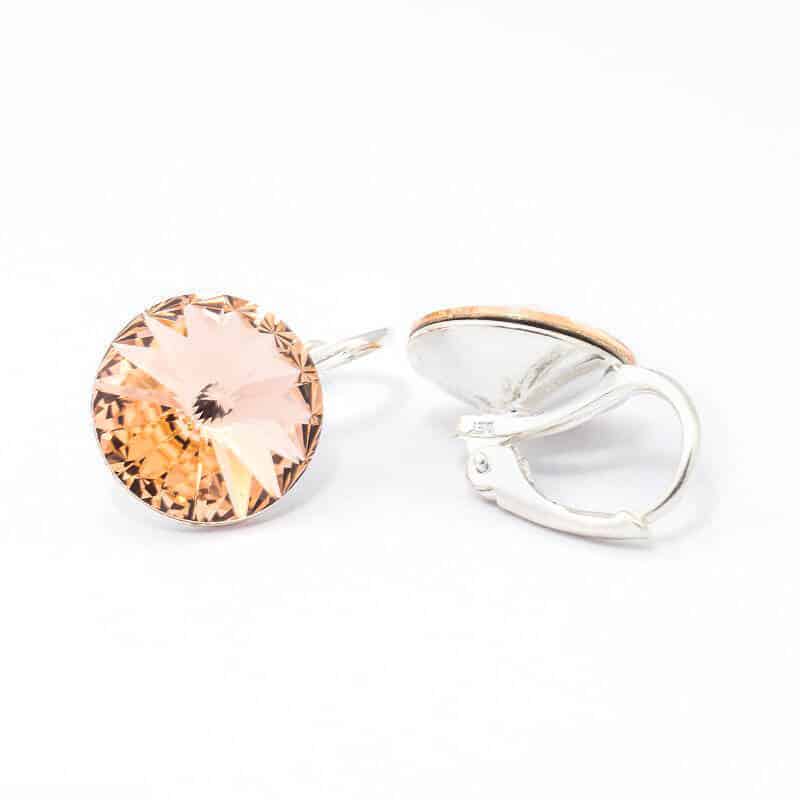 12 mm Rivoli Swarovski kristályos nemesacél fülbevaló - Light Peach