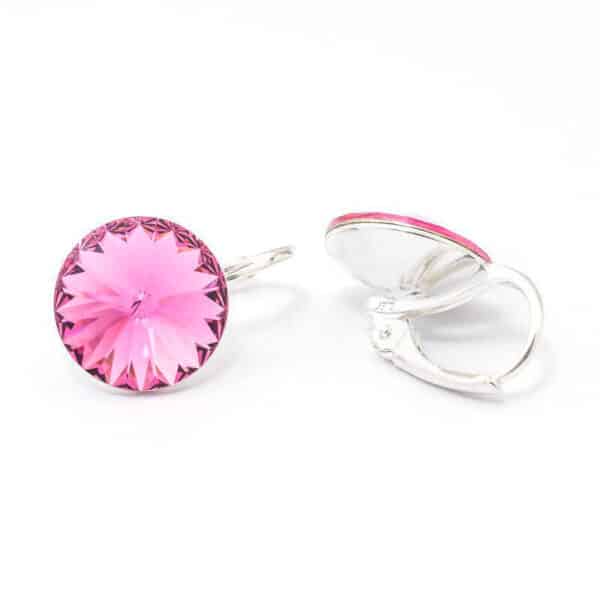 12 mm Rivoli Swarovski kristályos nemesacél fülbevaló - Rose