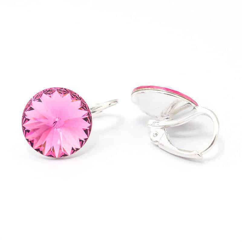 12 mm Rivoli Swarovski kristályos nemesacél fülbevaló - Rose