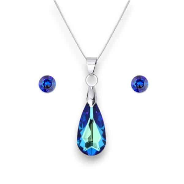 Swarovski kristályos ékszerszett - Körte 24 mm, Bermuda Blue