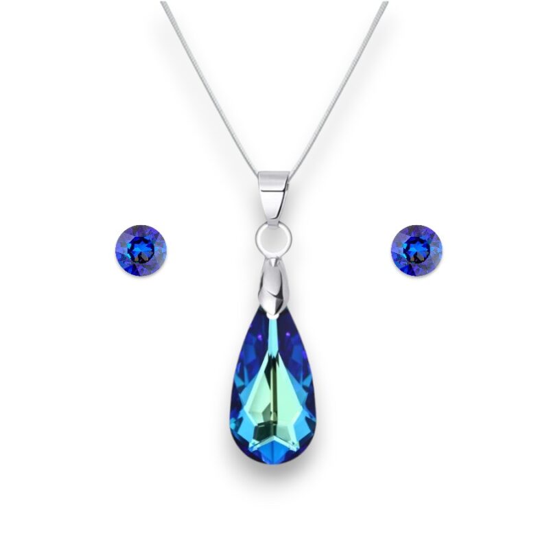 Swarovski kristályos ékszerszett - Körte 24 mm, Bermuda Blue