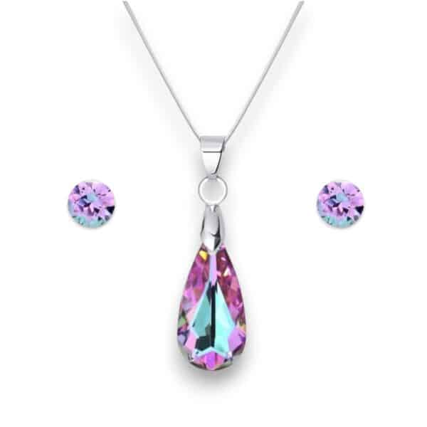 Swarovski kristályos ékszerszett - Körte 24 mm, Vitrail Light