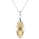 Navette Swarovski kristályos nemesacél nyaklánc - 30 mm - Golden Shadow