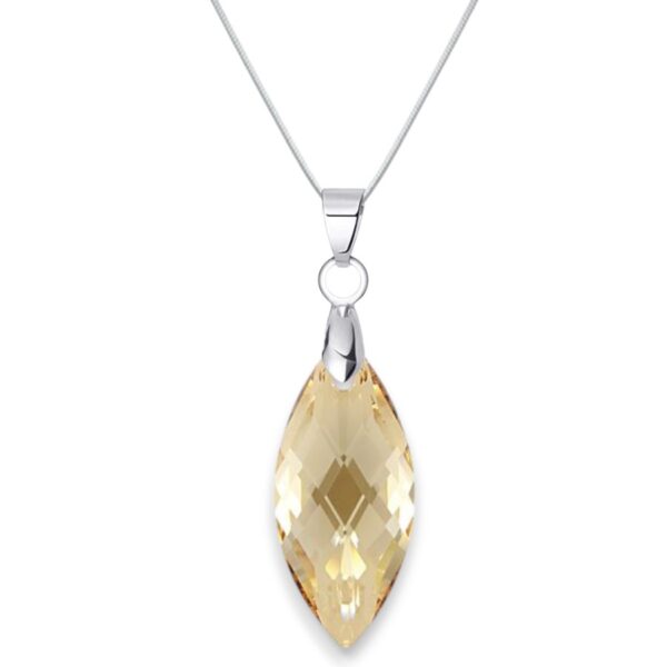 Navette Swarovski kristályos nemesacél nyaklánc - 30 mm - Golden Shadow