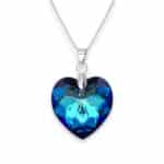 18 mm Szív Swarovski kristályos nemesacél nyaklánc - Bermuda Blue - Ajándék díszdobozban