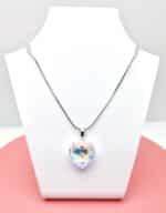 18 mm Szív Swarovski kristályos nemesacél nyaklánc - Crystal AB - Ajándék díszdobozban