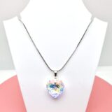 18 mm Szív Swarovski kristályos nemesacél nyaklánc - Crystal AB - Ajándék díszdobozban