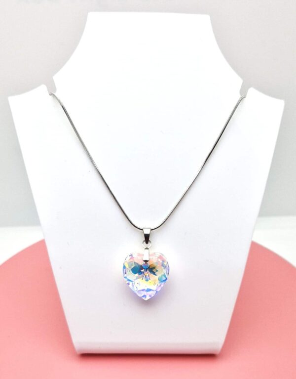 18 mm Szív Swarovski kristályos nemesacél nyaklánc - Crystal AB - Ajándék díszdobozban