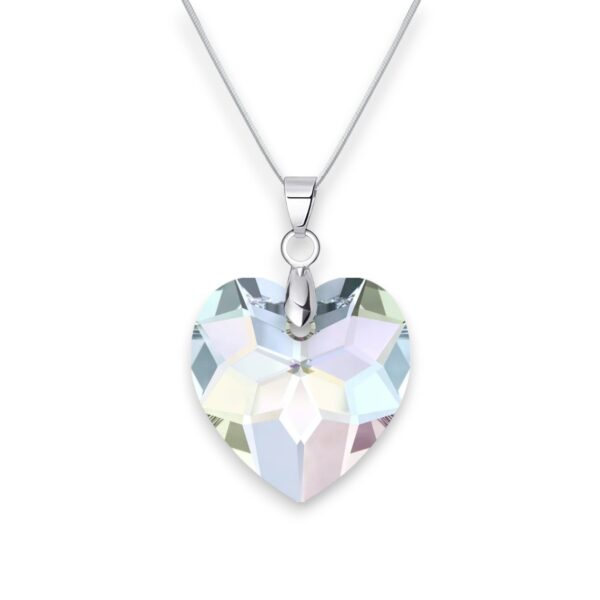 18 mm Szív Swarovski kristályos nemesacél nyaklánc - Crystal AB - Ajándék díszdobozban