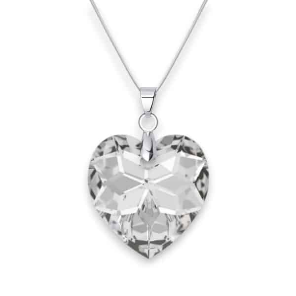 18 mm Szív Swarovski kristályos nemesacél nyaklánc - Crystal - Ajándék díszdobozban