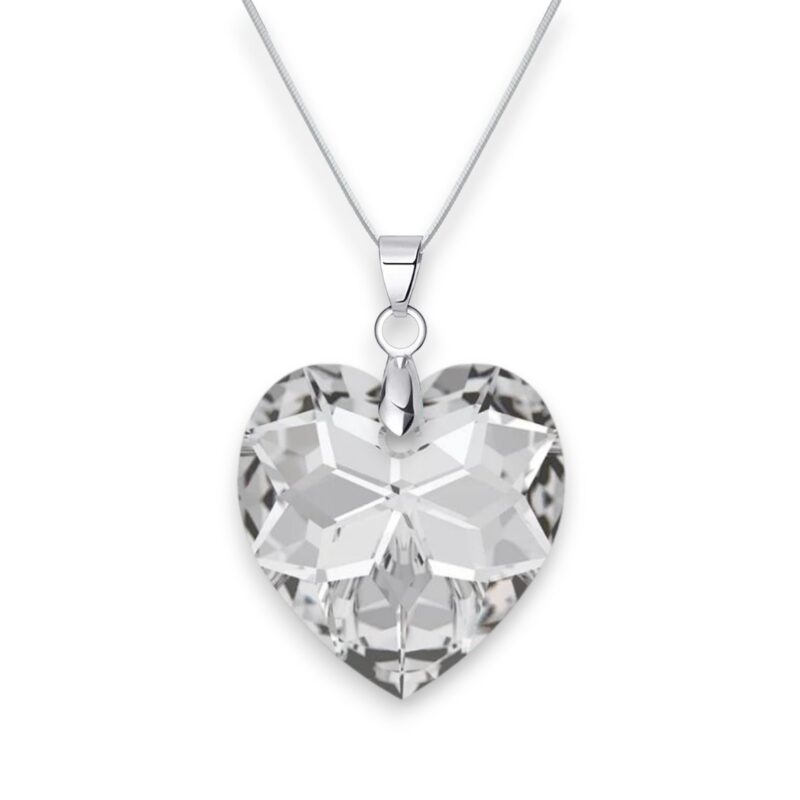 18 mm Szív Swarovski kristályos nemesacél nyaklánc - Crystal - Ajándék díszdobozban