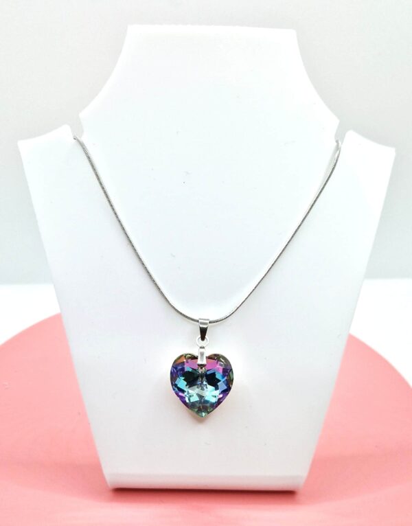 18 mm Szív Swarovski kristályos nemesacél nyaklánc - Vitrail Light - Ajándék díszdobozban