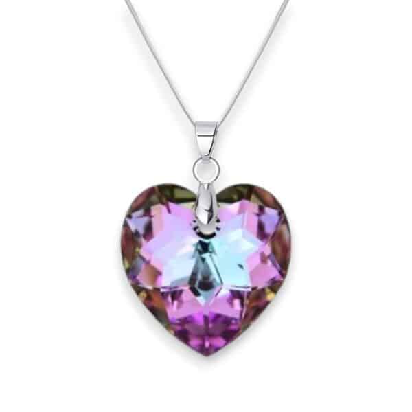 18 mm Szív Swarovski kristályos nemesacél nyaklánc - Vitrail Light - Ajándék díszdobozban