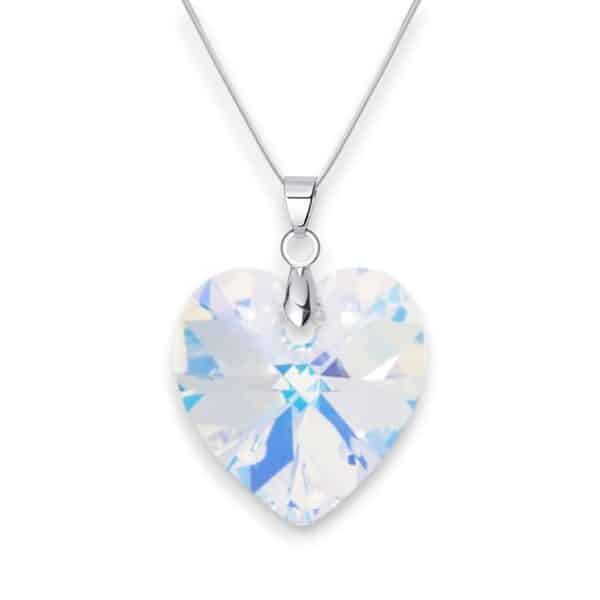 18 mm Szív Swarovski kristályos nyaklánc - Crystal AB - Ajándék díszdobozban