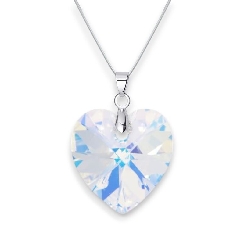 18 mm Szív Swarovski kristályos nyaklánc - Crystal AB - Ajándék díszdobozban