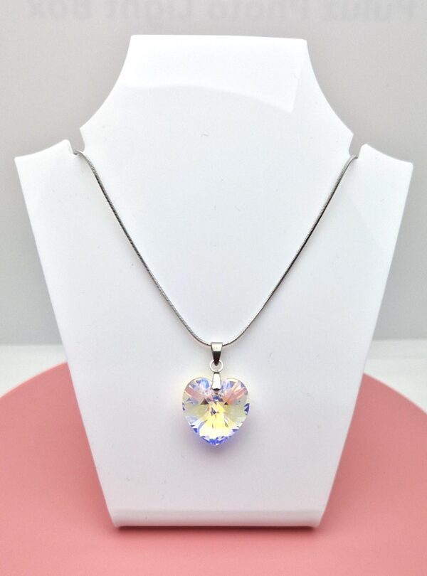 18 mm Szív Swarovski kristályos nyaklánc - Crystal AB - Ajándék díszdobozban