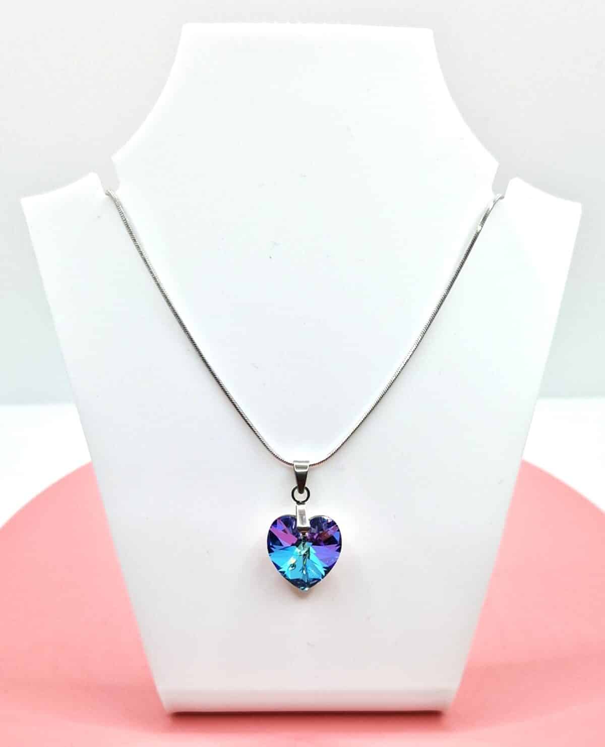 14 mm-es Szives Swarovski kristályos szett - Vitrail Light- ajándék díszdobozban