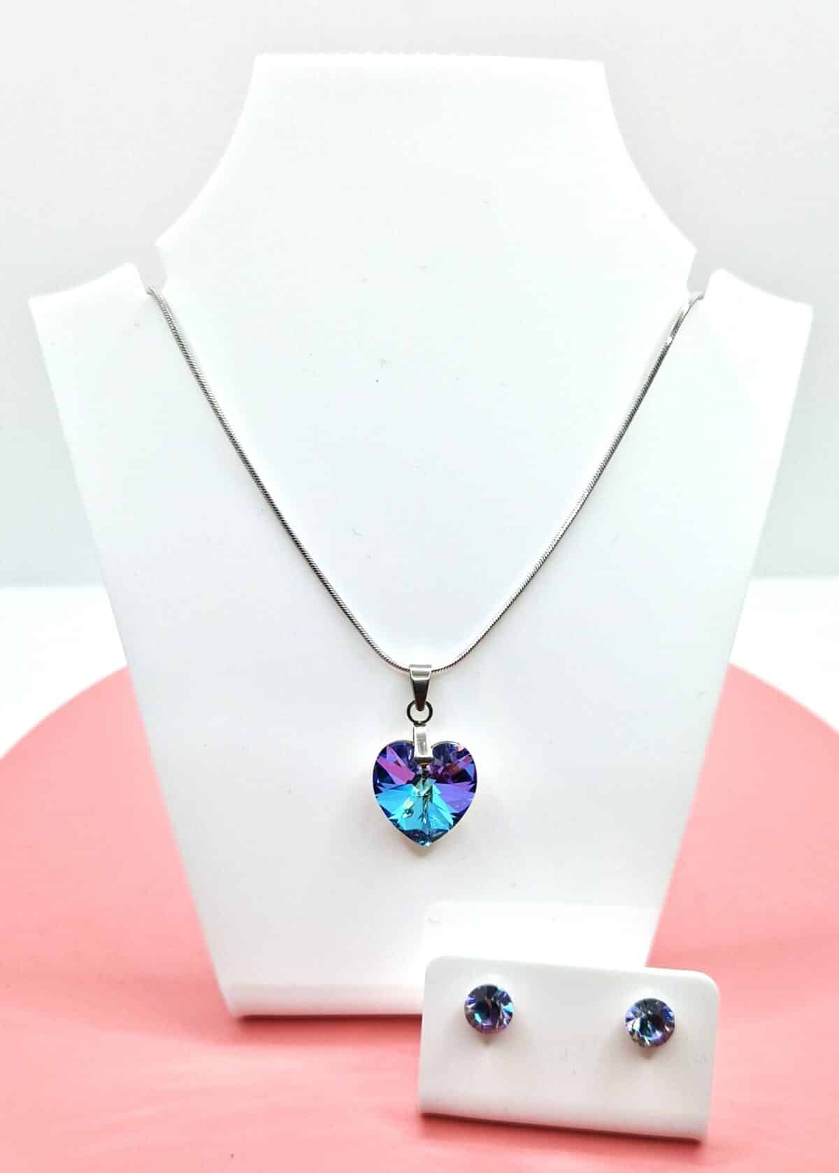 14 mm-es Szives Swarovski kristályos szett - Vitrail Light- ajándék díszdobozban