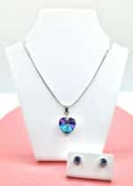 14 mm-es Szives Swarovski kristályos szett - Vitrail Light- ajándék díszdobozban