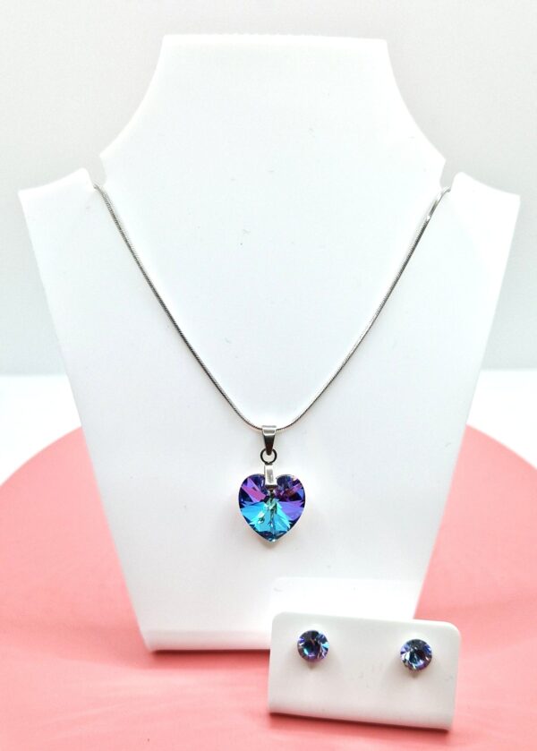 14 mm-es Szives Swarovski kristályos szett - Vitrail Light- ajándék díszdobozban