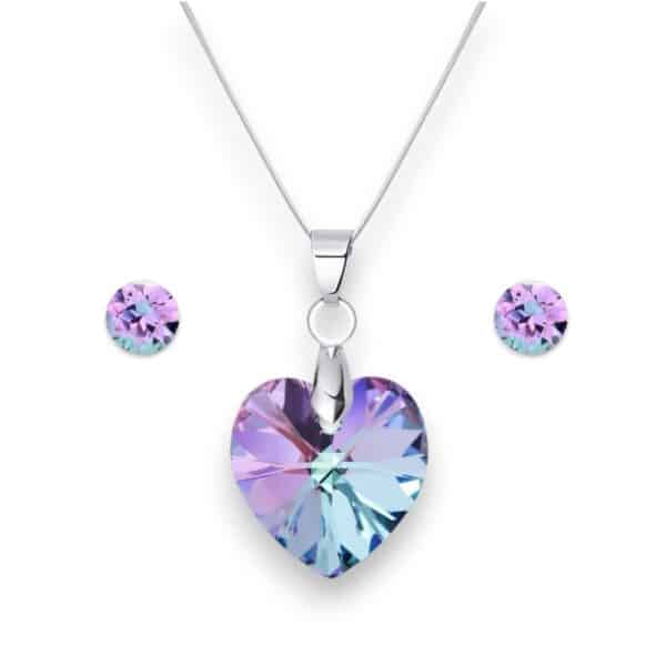 14 mm-es Szives Swarovski kristályos szett - Vitrail Light- ajándék díszdobozban