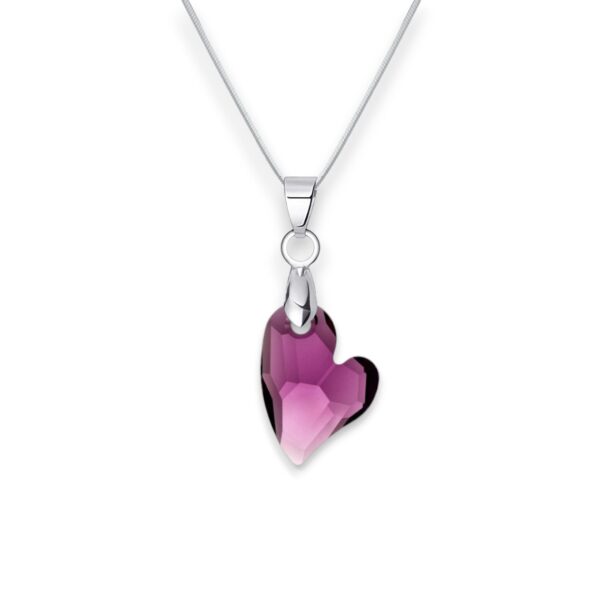 Fedre szív Swarovski kristályos nemesacél nyaklánc - 17 mm - Amethyst