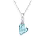 Fedre szív Swarovski kristályos nemesacél nyaklánc - 17 mm Aquamarine