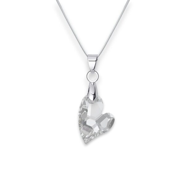Fedre szív Swarovski kristályos nemesacél nyaklánc - 17 mm Crystal