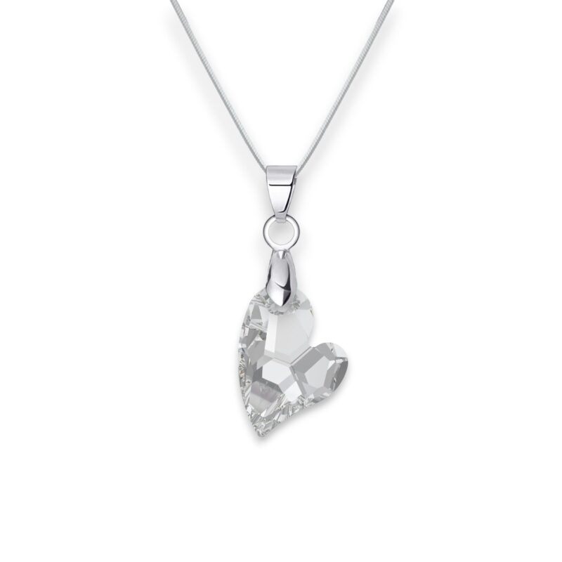 Fedre szív Swarovski kristályos nemesacél nyaklánc - 17 mm Crystal