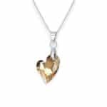 Fedre szív Swarovski kristályos nemesacél nyaklánc - 17 mm Golden Shadow