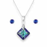 Rombusz Swarovski kristályos nemesacél szett - Bemuda Blue