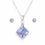 Rombusz Swarovski kristályos nemesacél szett - Lila