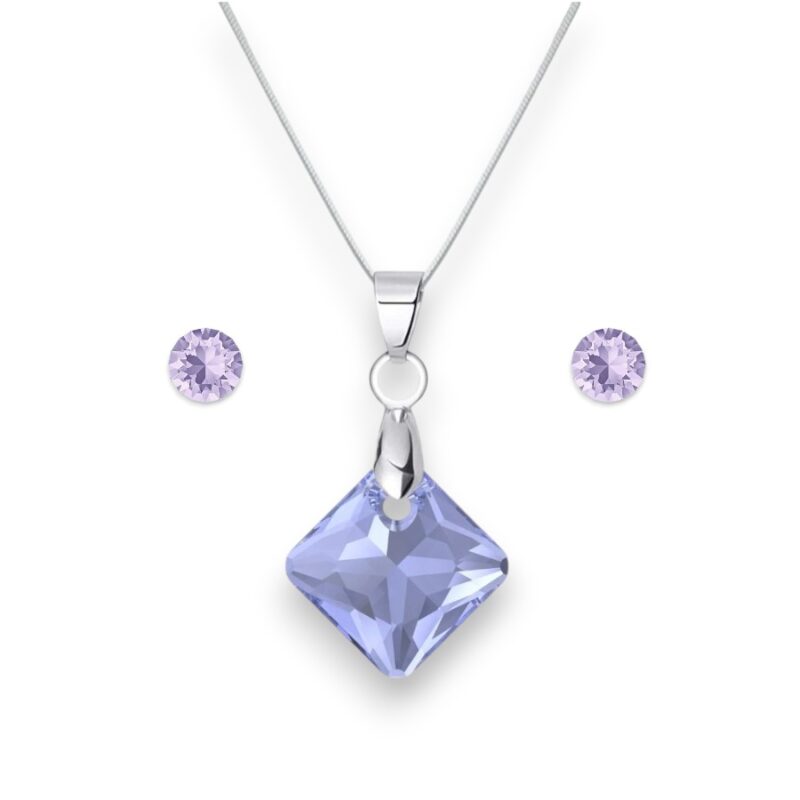 Rombusz Swarovski kristályos nemesacél szett - Lila