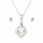 Rombusz Swarovski kristályos nemesacél szett - Crystal AB