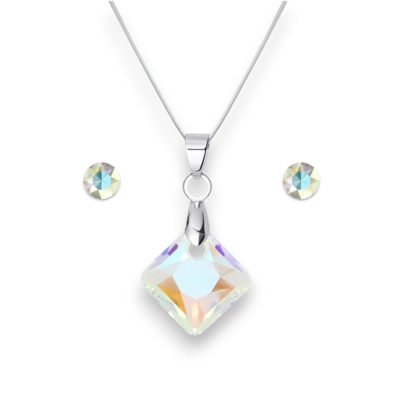 Rombusz Swarovski kristályos nemesacél szett - Crystal AB