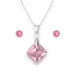 Rombusz Swarovski kristályos nemesacél szett - Rose