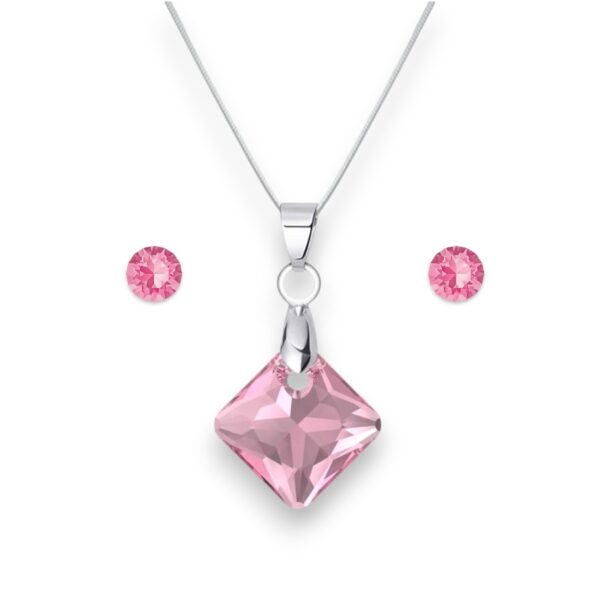 Rombusz Swarovski kristályos nemesacél szett - Rose
