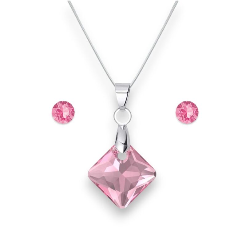 Rombusz Swarovski kristályos nemesacél szett - Rose