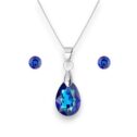 Csepp Swarovski kristályos nemesacél ékszer szett - Bermuda Blue