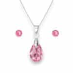 Csepp Swarovski kristályos nemesacél ékszer szett - Rose