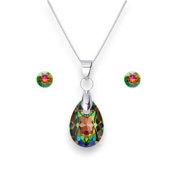 Csepp Swarovski kristályos nemesacél ékszer szett - Vitrail Medium