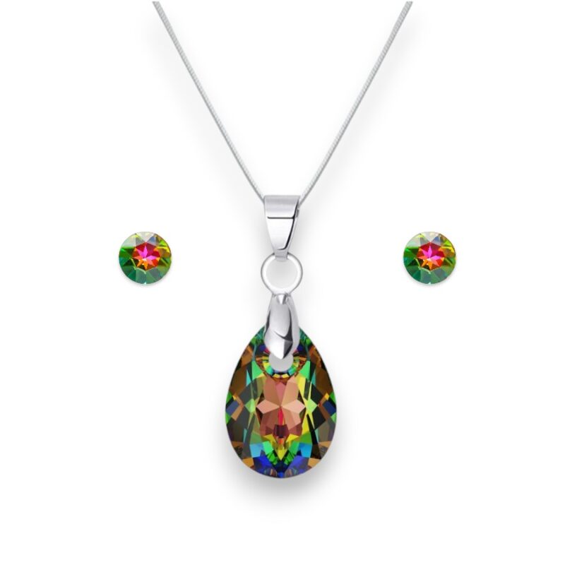 Csepp Swarovski kristályos nemesacél ékszer szett - Vitrail Medium