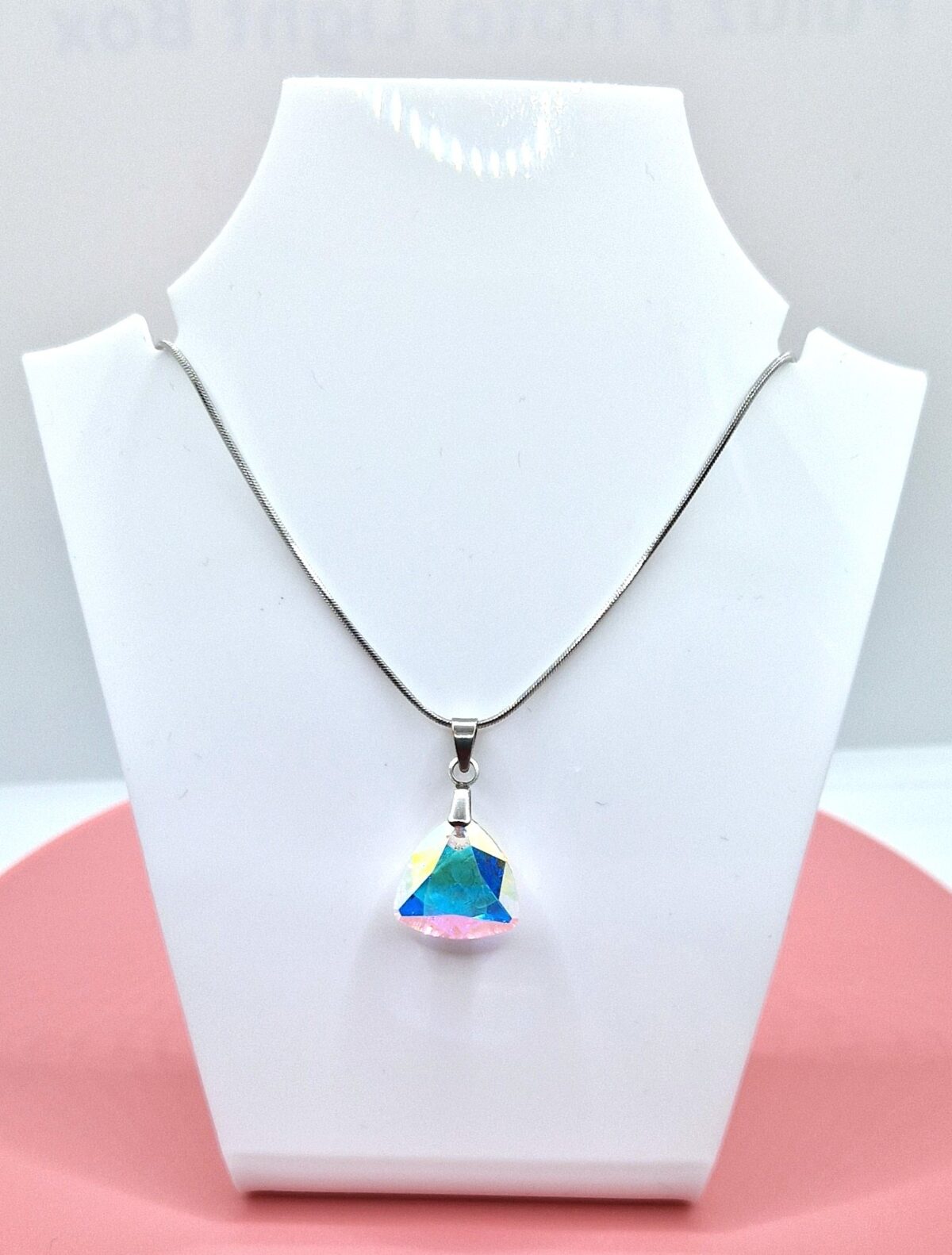 16 mm Trilliant Swarovski kristályos nemesacél nyaklánc - Crystal AB