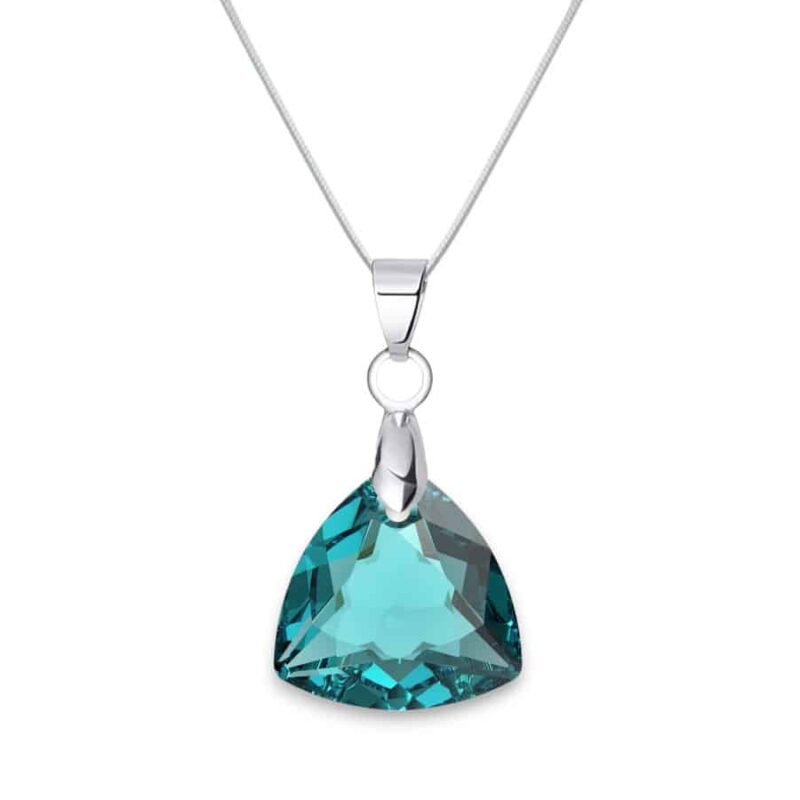 16 mm Trilliant Swarovski kristályos nemesacél nyaklánc - Blue Zircon