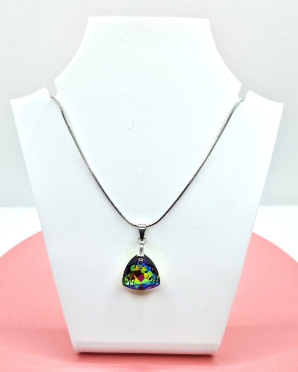 16 mm Trilliant Swarovski kristályos nemesacél nyaklánc - Vitrail Medium