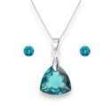 Trilliant Swarovski kristályos nemesacél szett - Blue Zircon